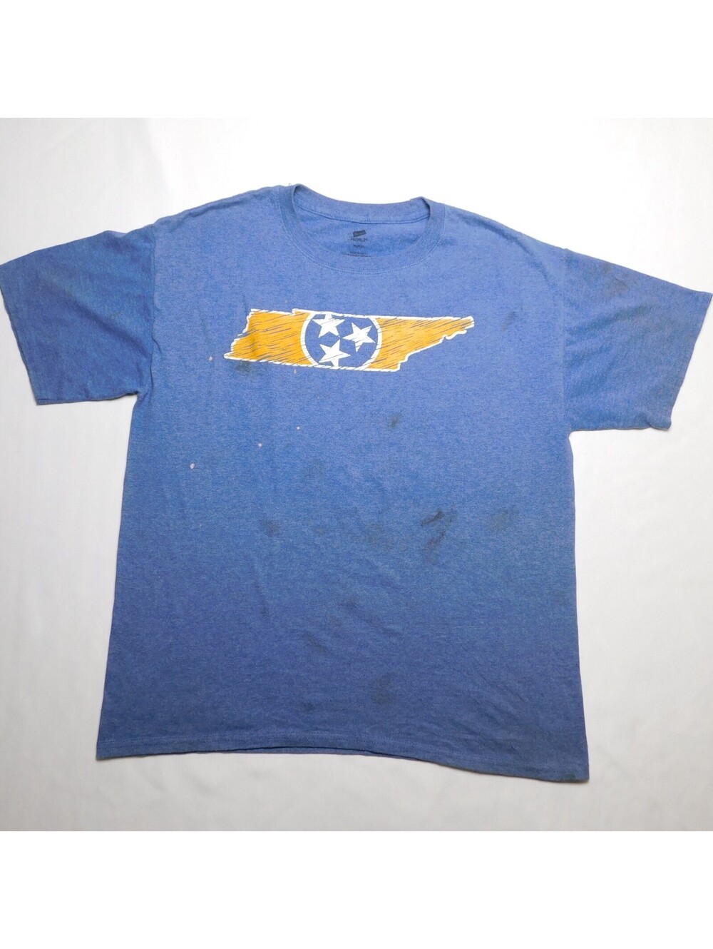 Hanes Premium Tennessee T Shirt Mens Medium M Blue Tri Star State Graphic Tee